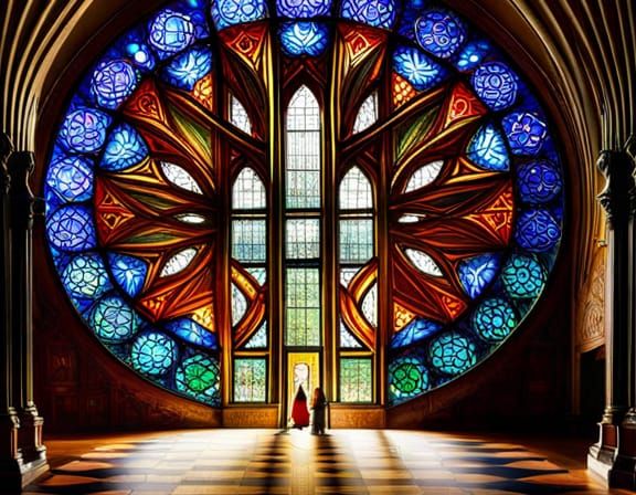 Hyperrealistic Celtic Stained Glass Art