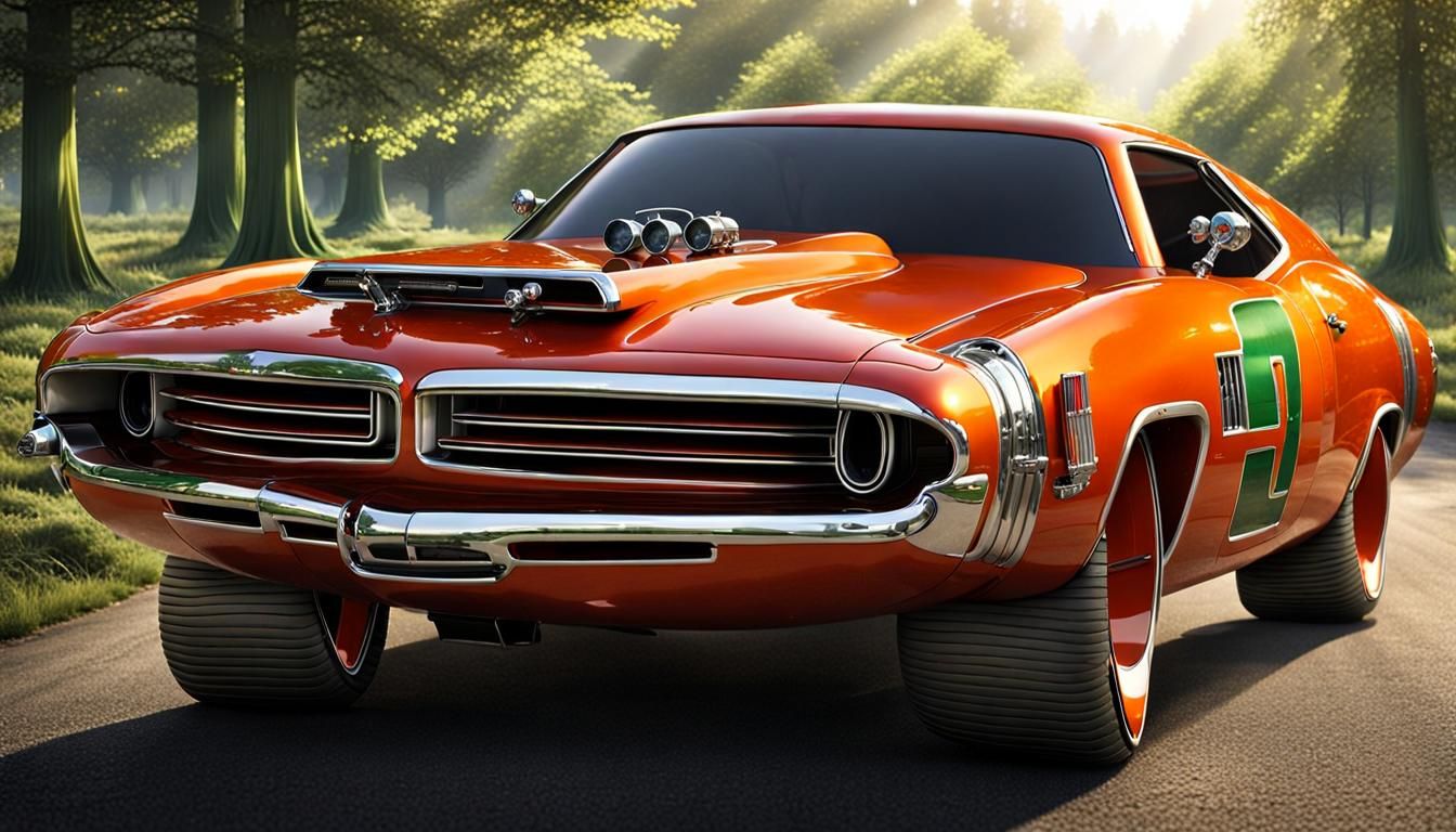 Futuristic Car with Steampunk House and Figure