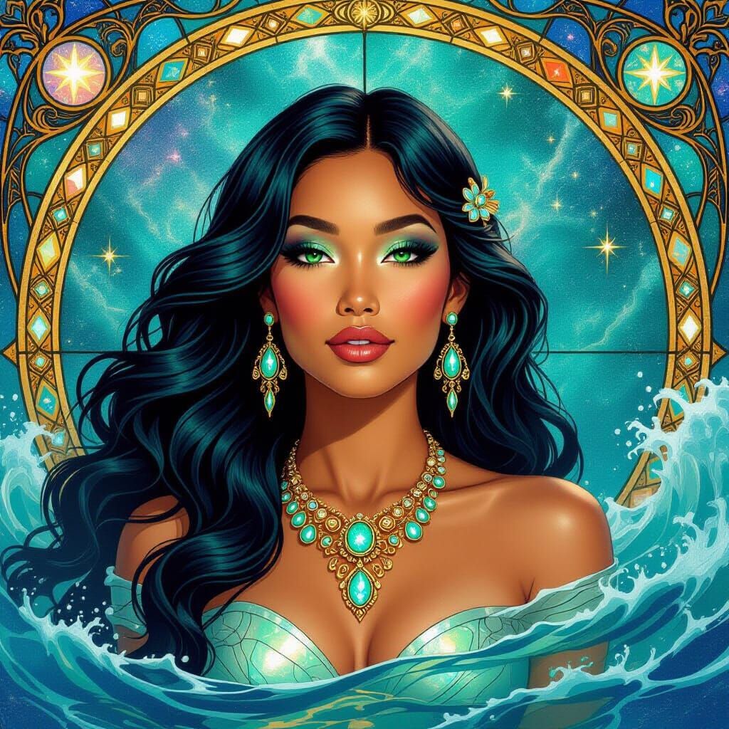 Cosmic Hawaiian Woman Emerges from Nebular Tides