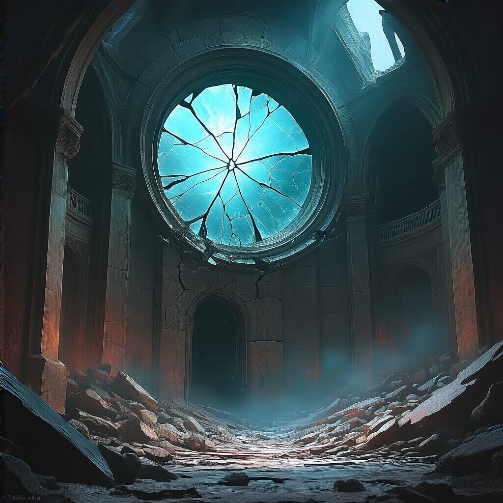 Shattered Starvault Observatory in Dark Fantasy Style