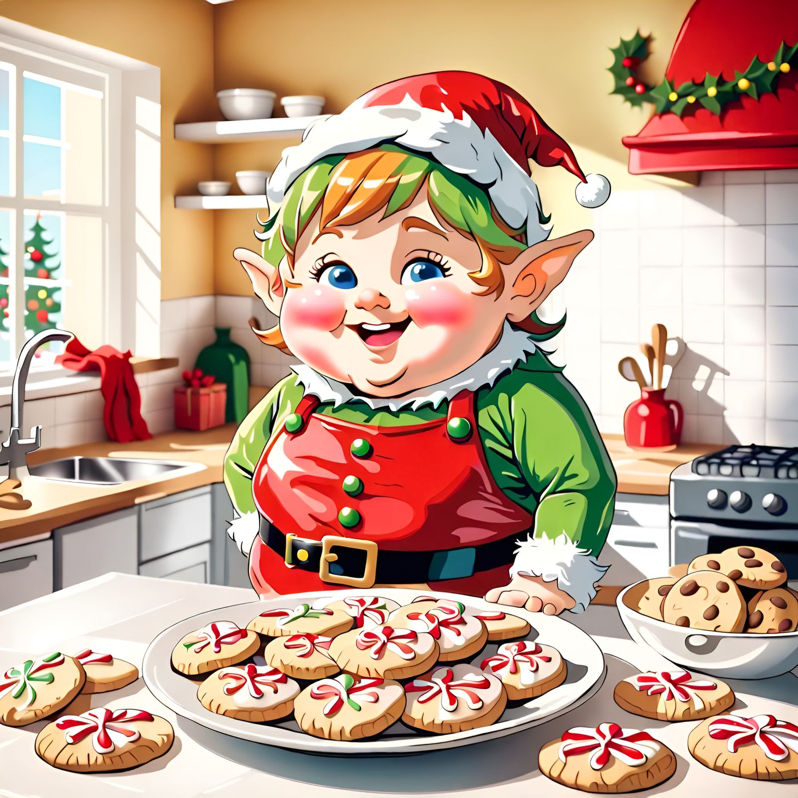Happy Christmas Elf with Festive Cookies