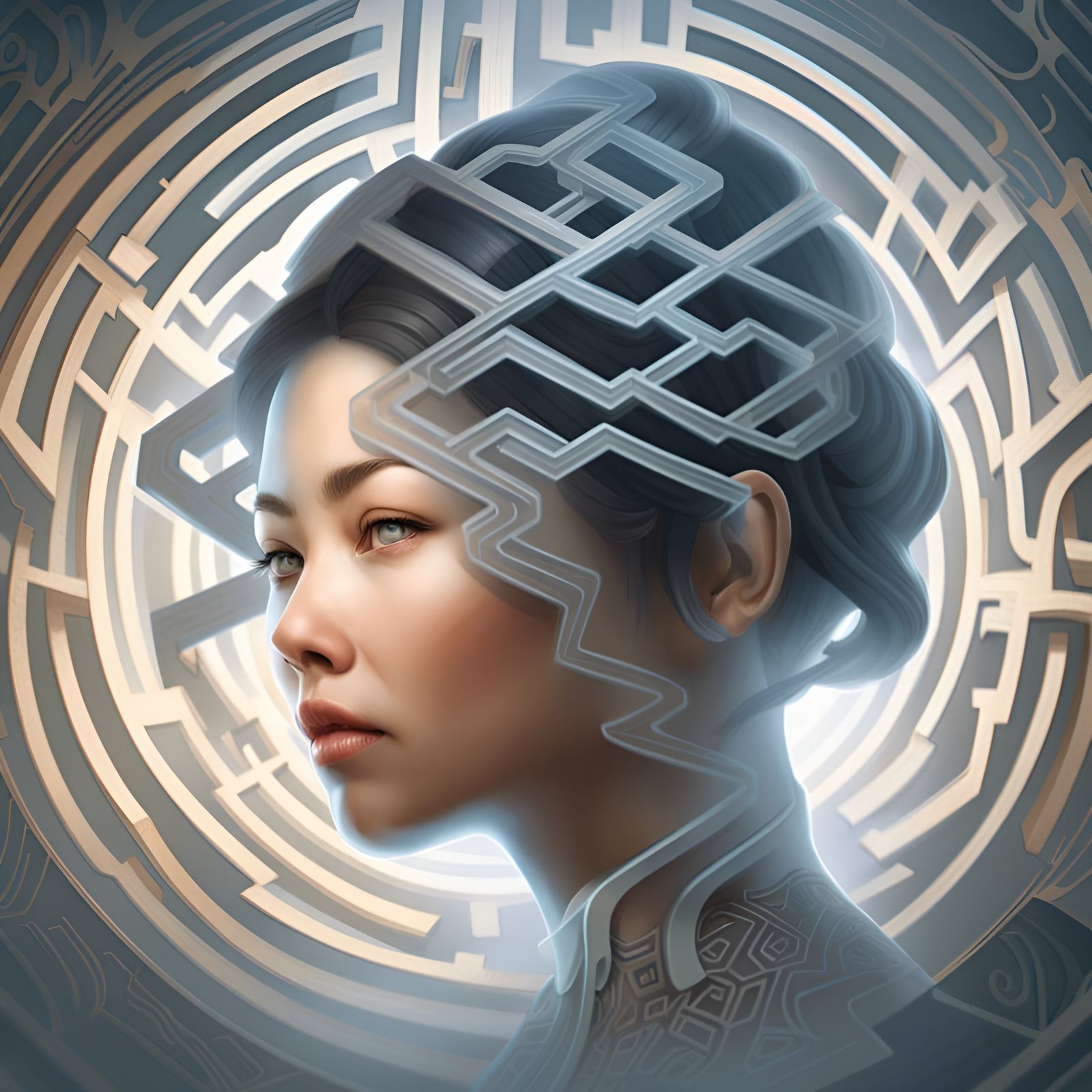 Escher maze optical illusion