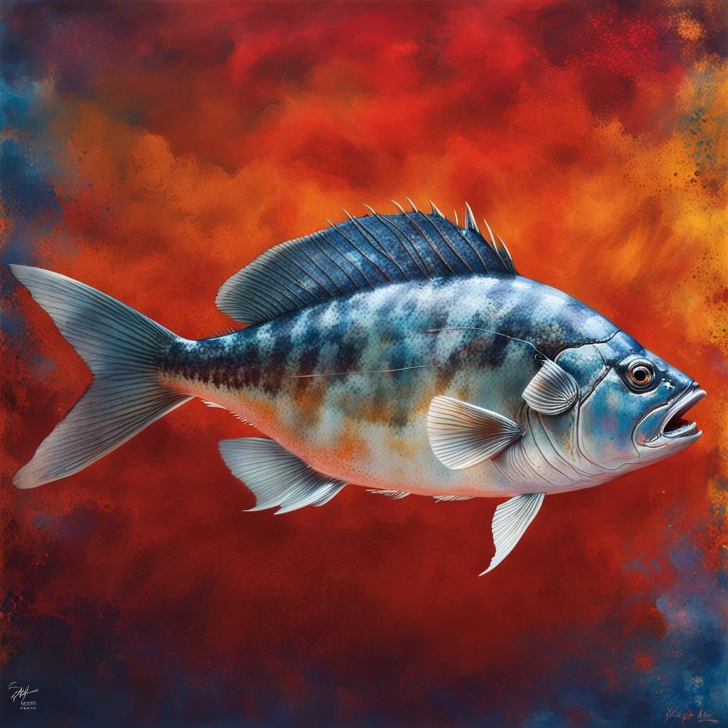 Hyperrealistic Gyotaku Print of an Ulua Fish