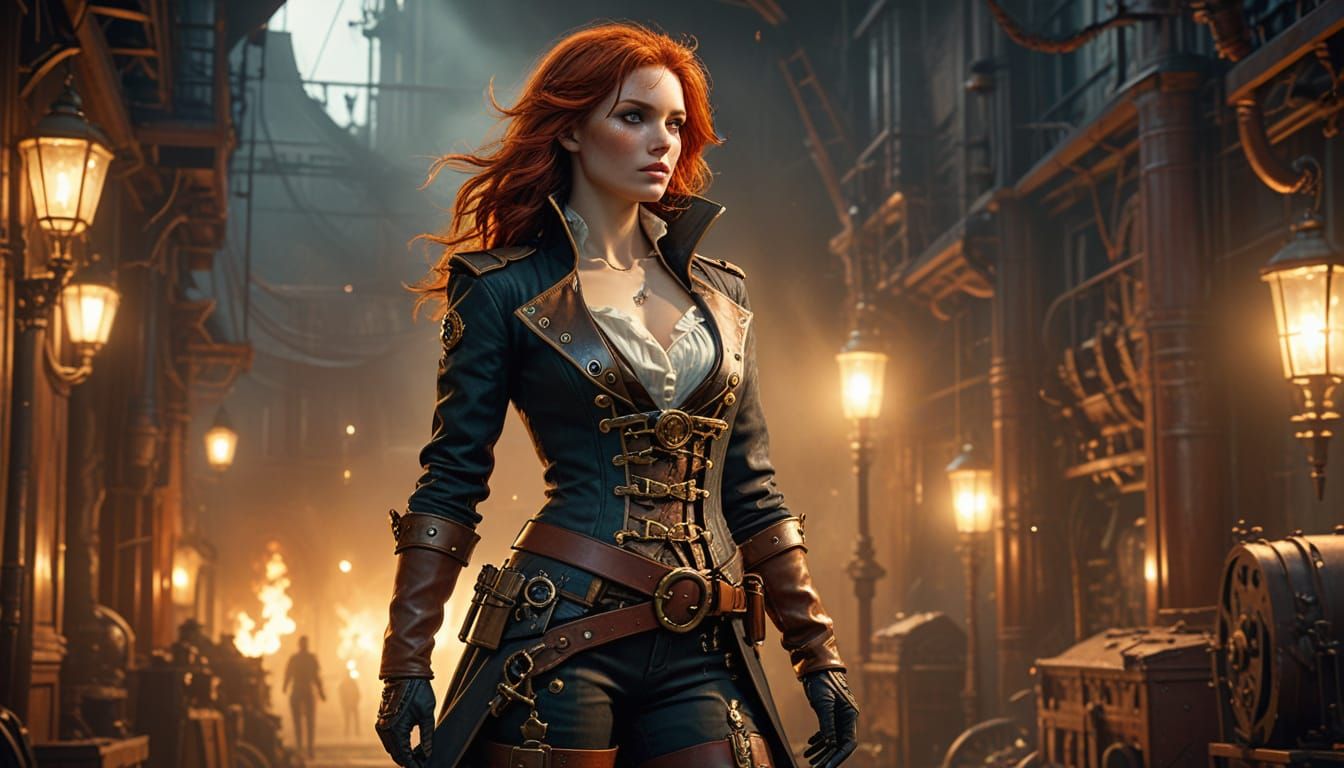 Steampunk Pirate Captain in Anime Style