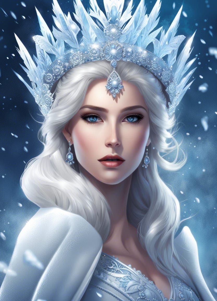 Elegant Ice Queen in Anime Style