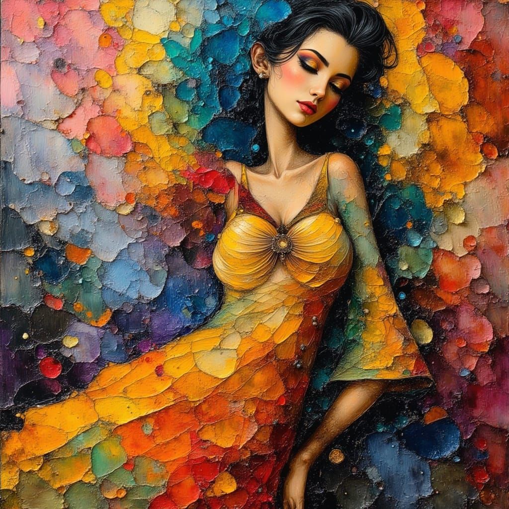 Goddess of Beauty in Textured Oil Painting