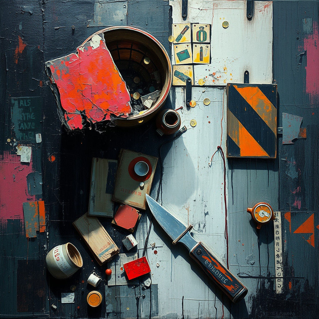 Abstract Expressionist Broken Objects Still Life