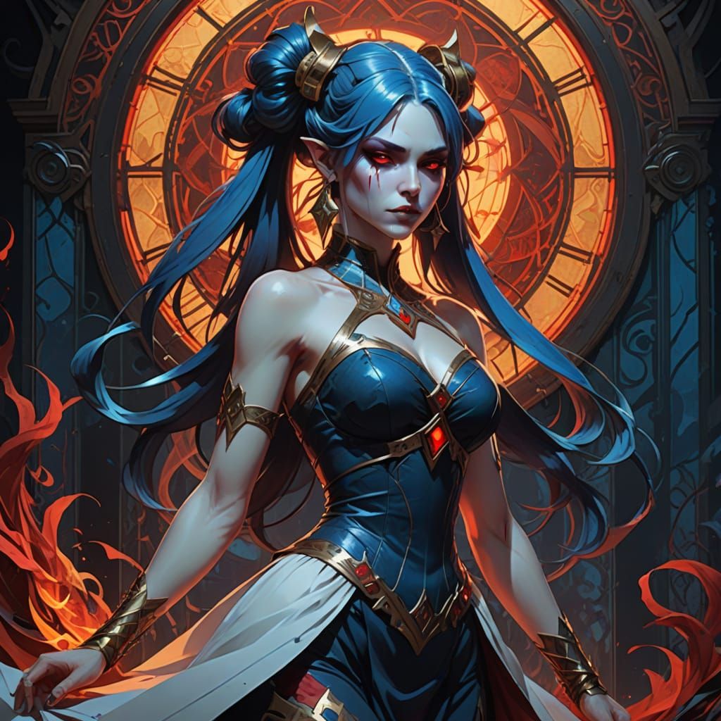 Surreal Anime Demon Goddess Unveiled in Dark Fantasy Aesthet...