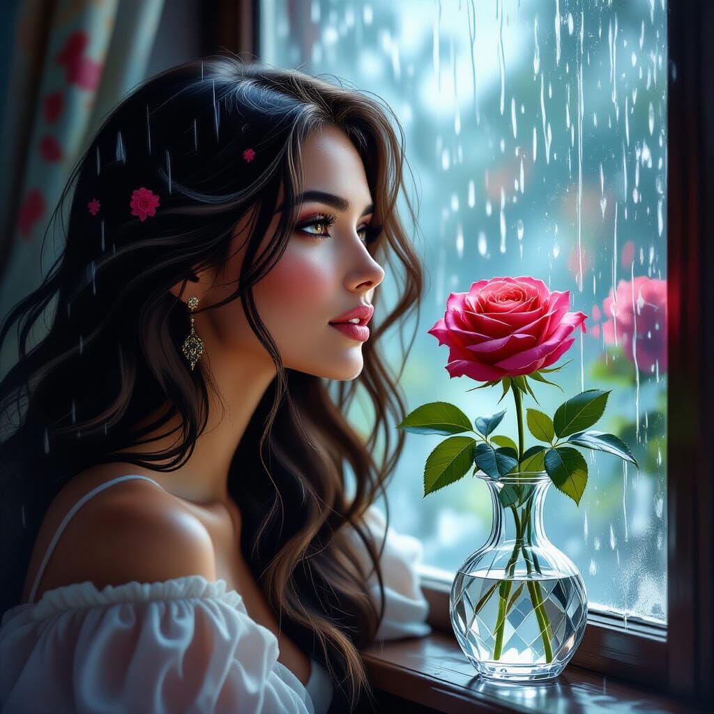 Dreamy Rose Portrait in Hyperrealistic Style