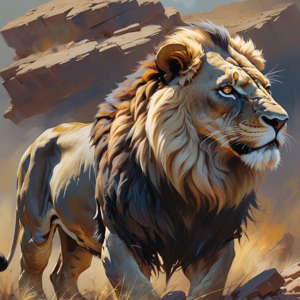 Sinister Lion Art: Fierce and Powerful