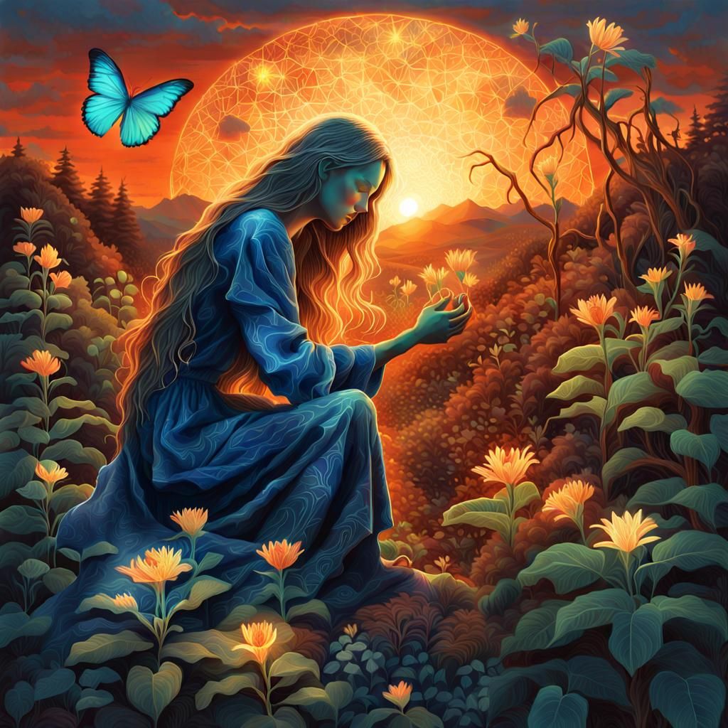 Bio Art Collage: Woman with Broken Heart in 8K