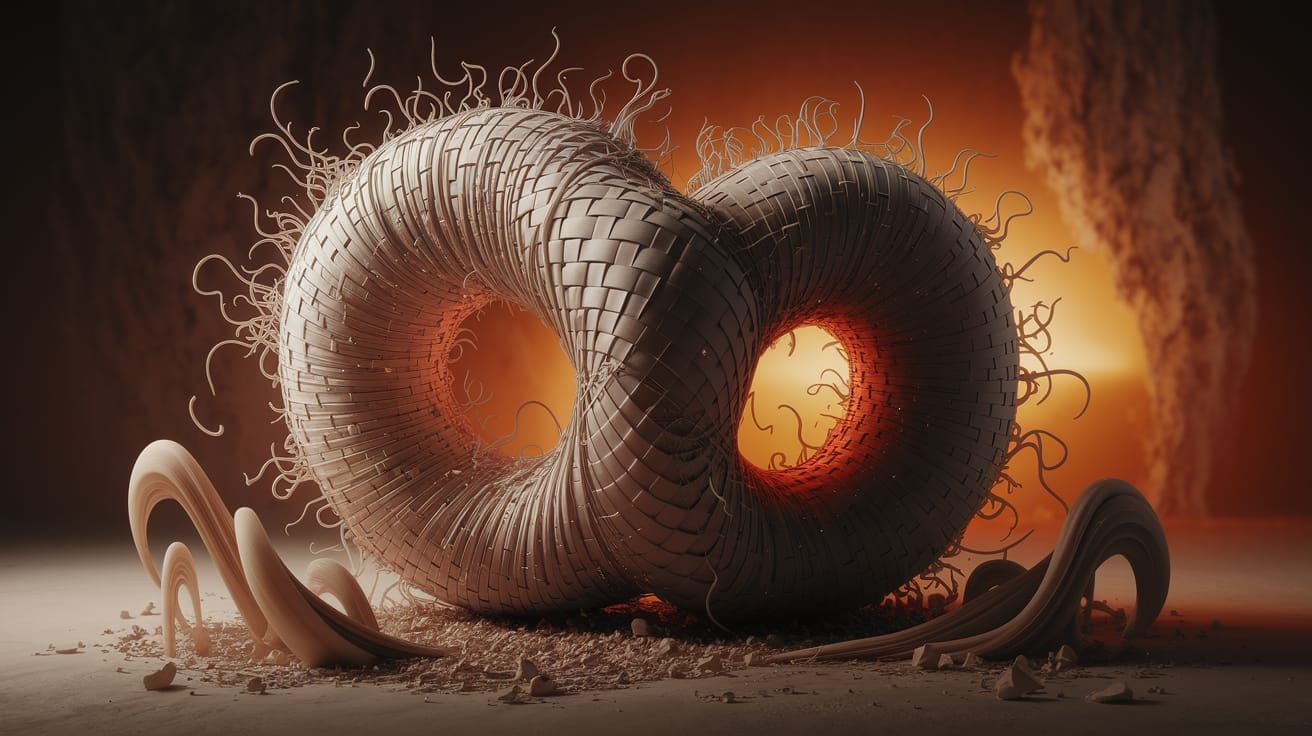 Surreal Woven Tapestry in Haunting 3D Render