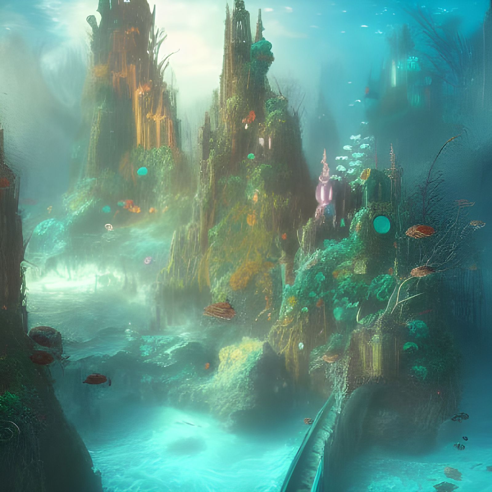 Fantastical Underwater Fairy City Concept Art