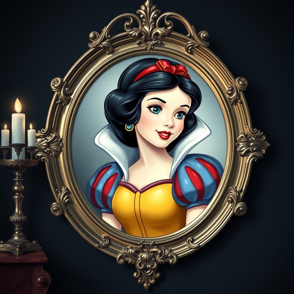 Snow White Portrait Reflected in Mirror