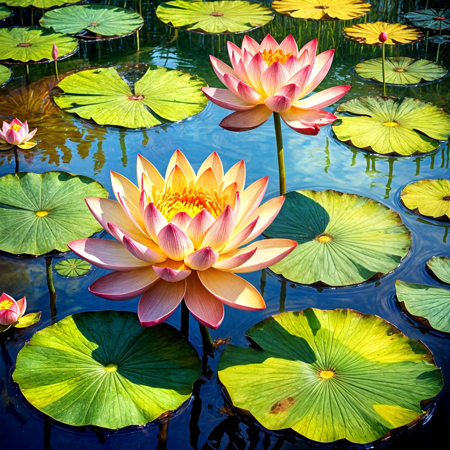 Colorful Lotus Flower in Natural Setting