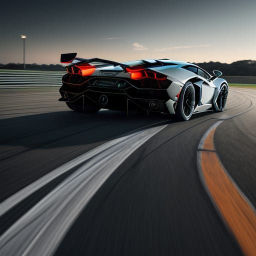 Lamborghini Aventador Racing on a Track in Hyper-Realistic D...