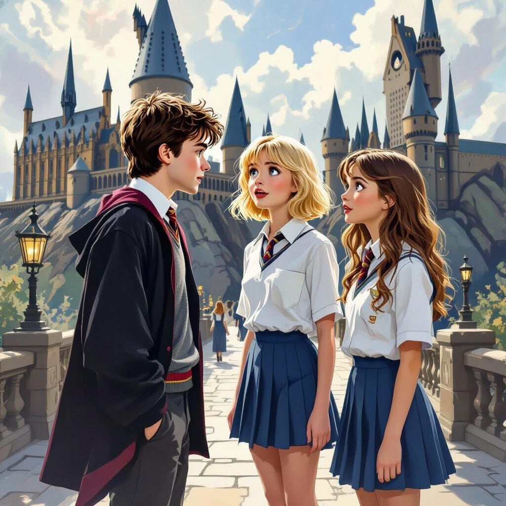 Harry Potter Scene in Mystical Realism Style