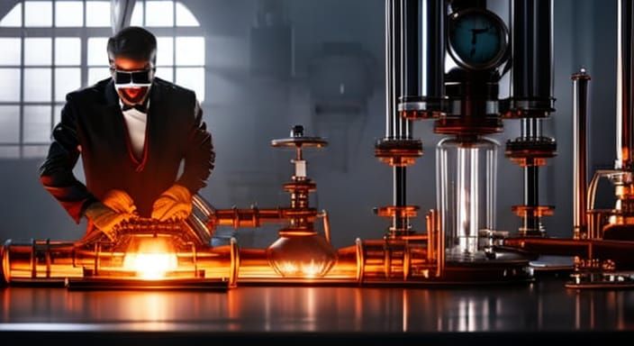 Evil Mad Scientist Uses Time Machine in Laboratory