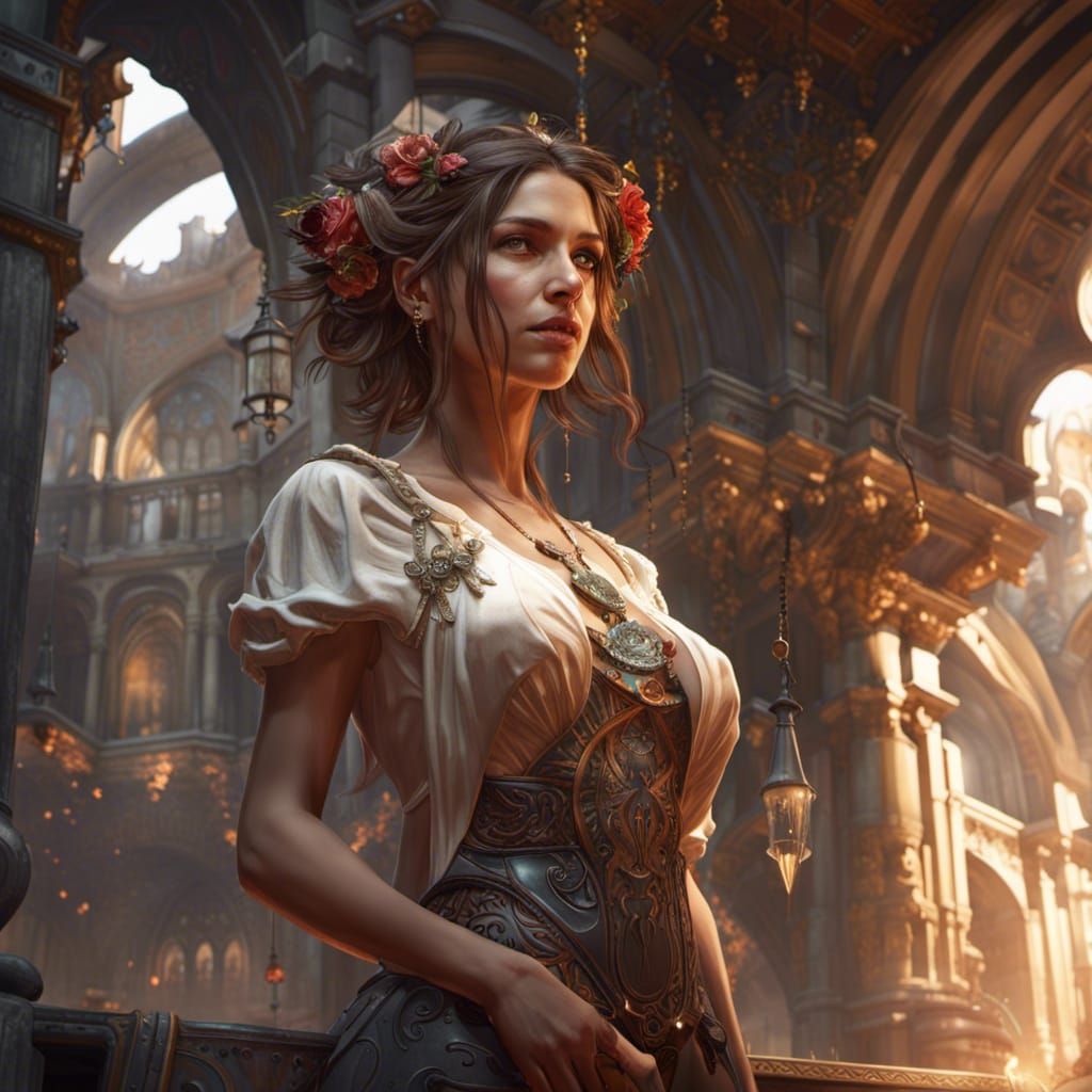 Fantasy Girl Reading: A Detailed 8k Masterpiece