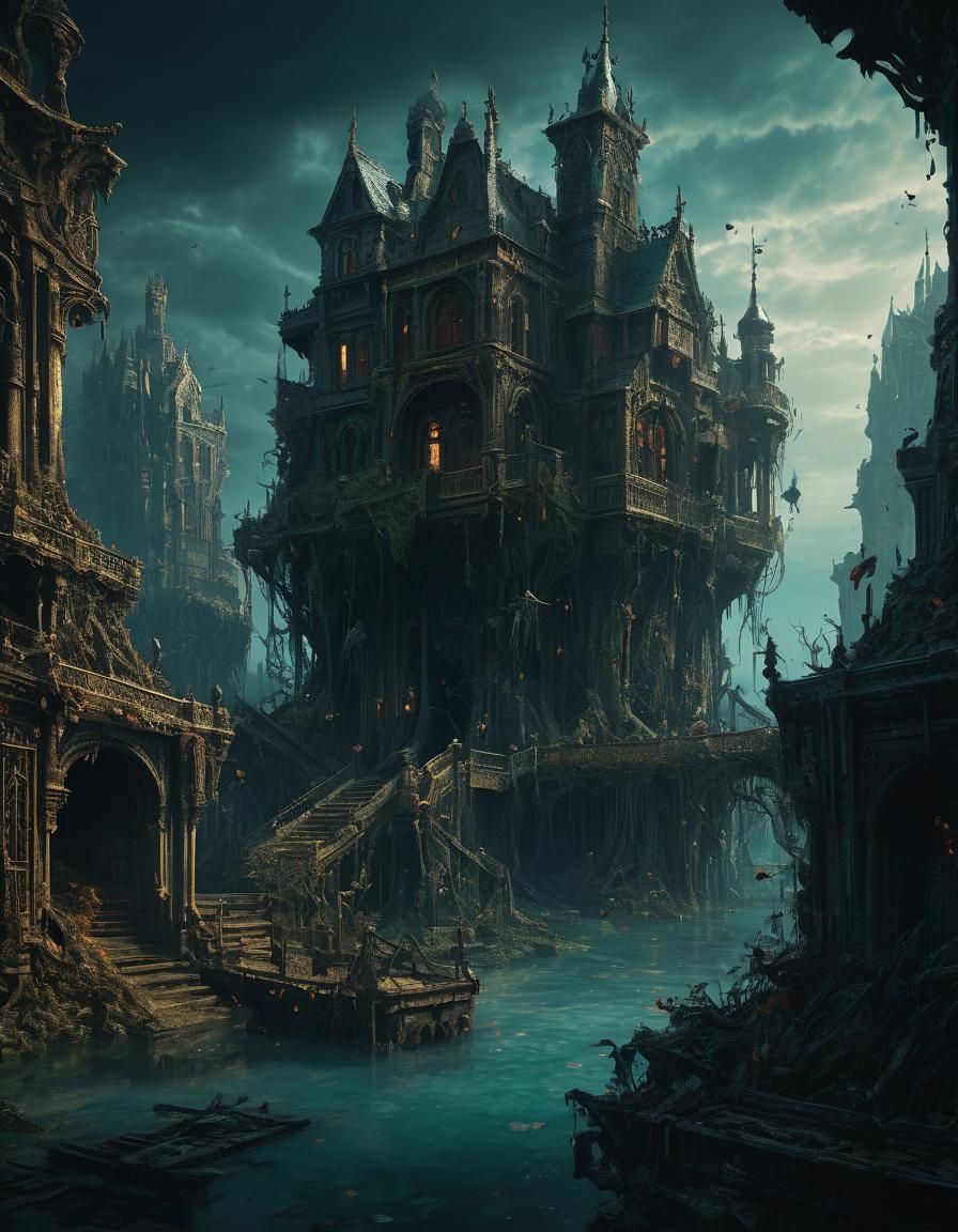 Scarlett Abyss: A Hyperdetailed Horror Scene