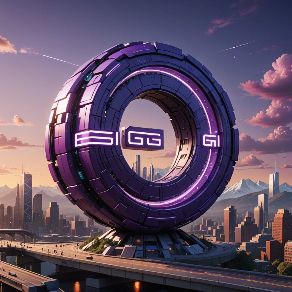 Hyper-Realistic 3D Logo in Vibrant Purple and Orange