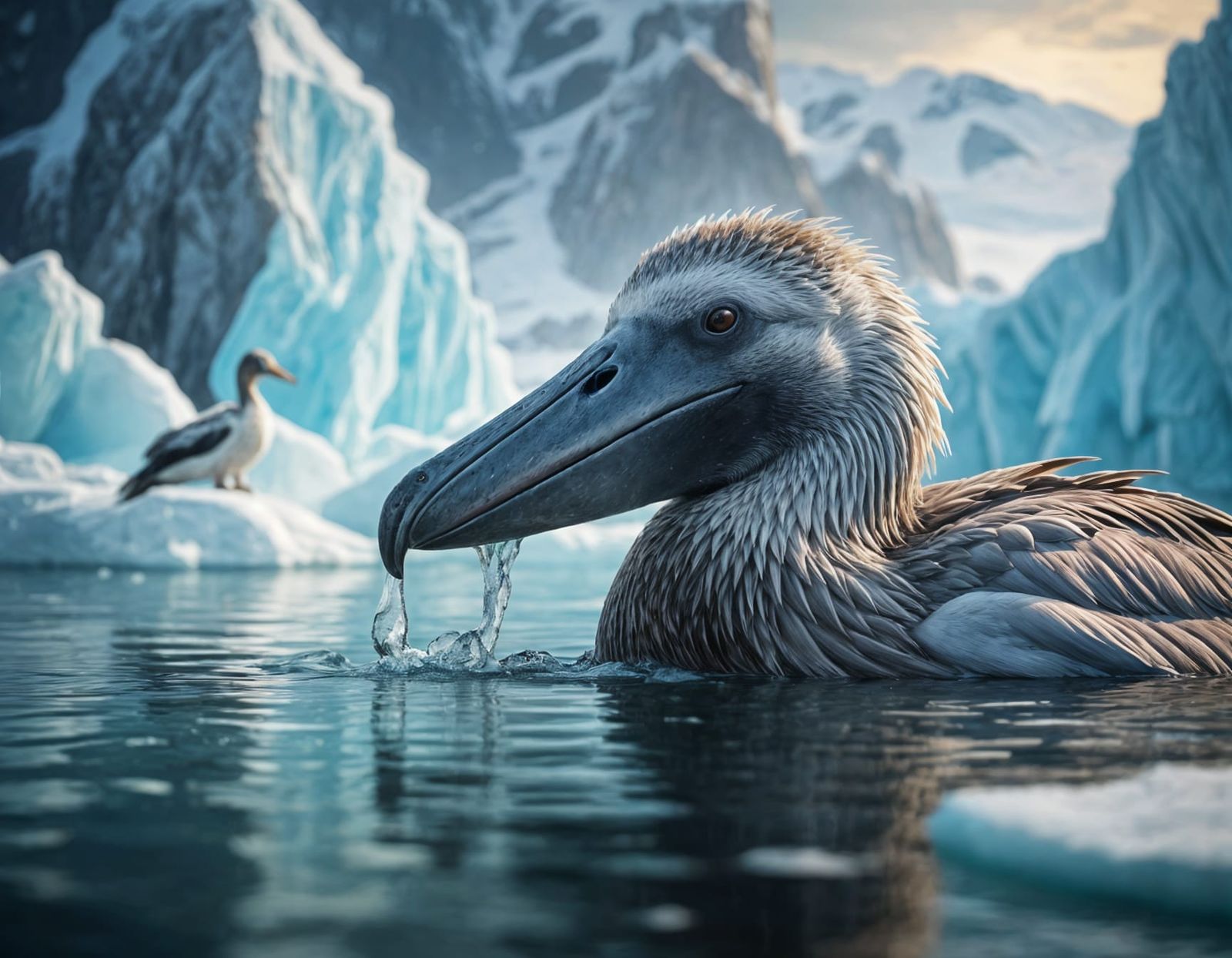 Majestic Seal-Pelican Hybrid in Antarctic Waters