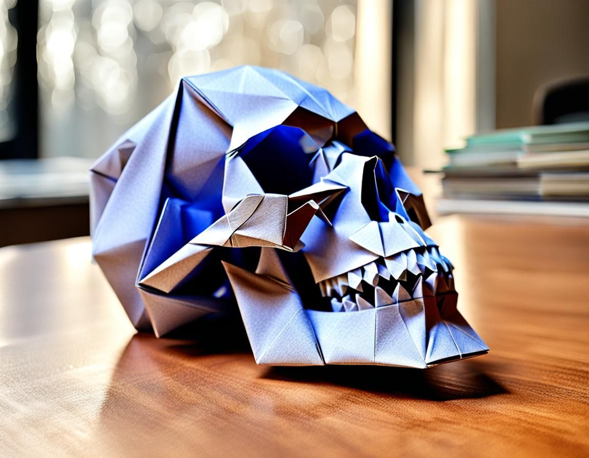 Intricate Origami Skull on Display