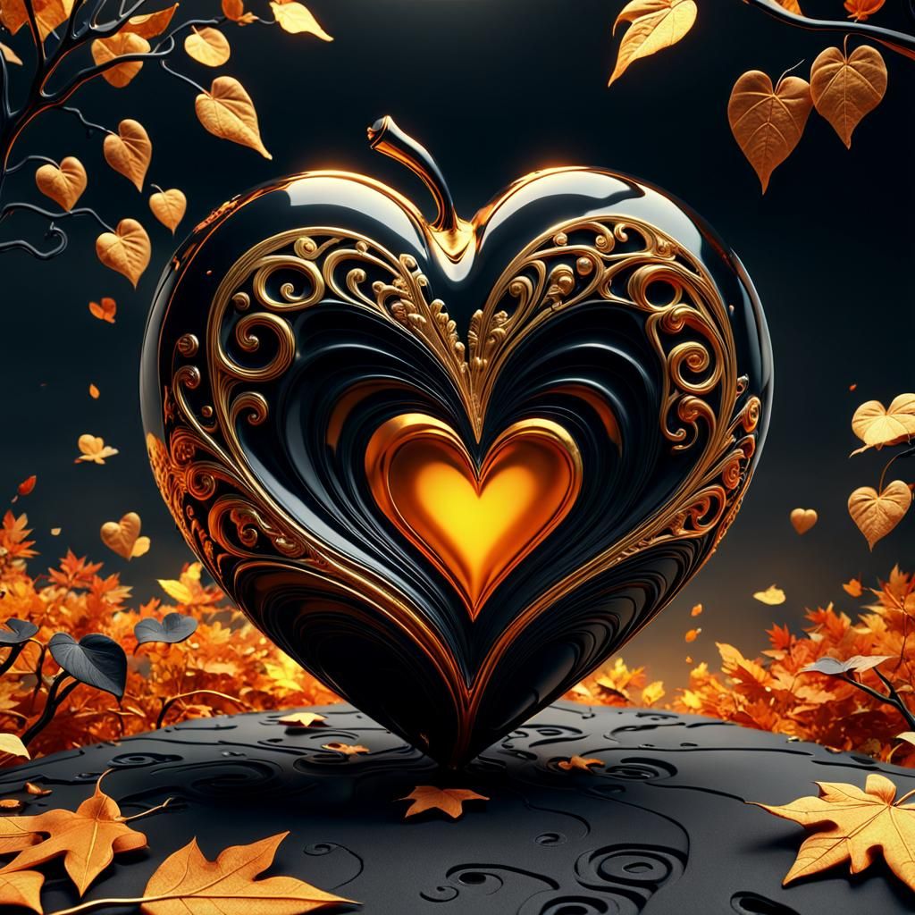 Surreal Heart in Autumnal Dreamscape