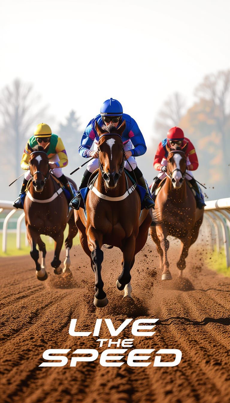 Horse Race Speed Blur in Vibrant Colors