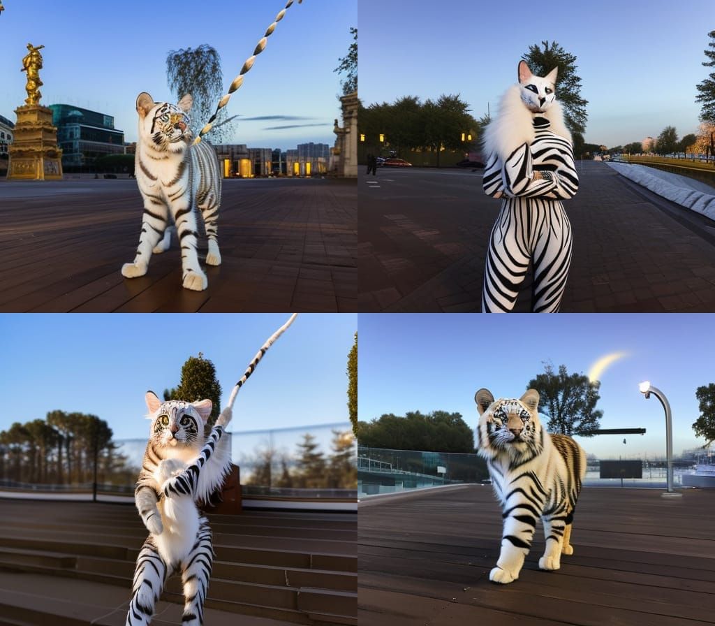 Hyperdetailed Catgirl with Tiger Stripes and Tail