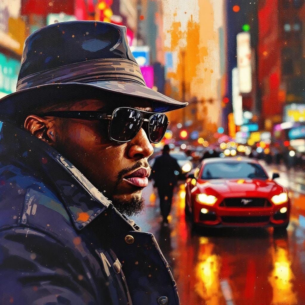 NYC Asian Thugs in Fast Cars as Gouache Impressionist Painti...