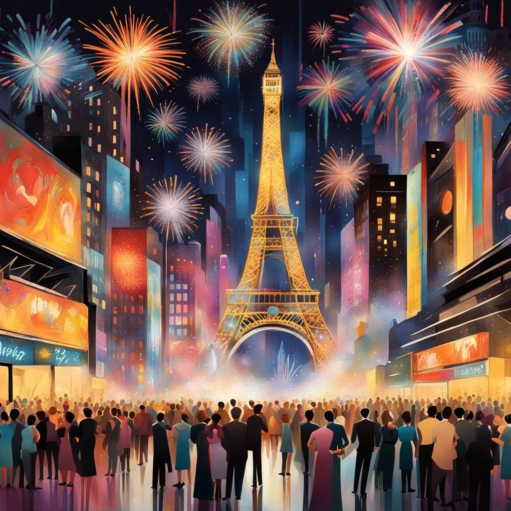 New Year's Eve Midnight Countdown in Graffiti Style