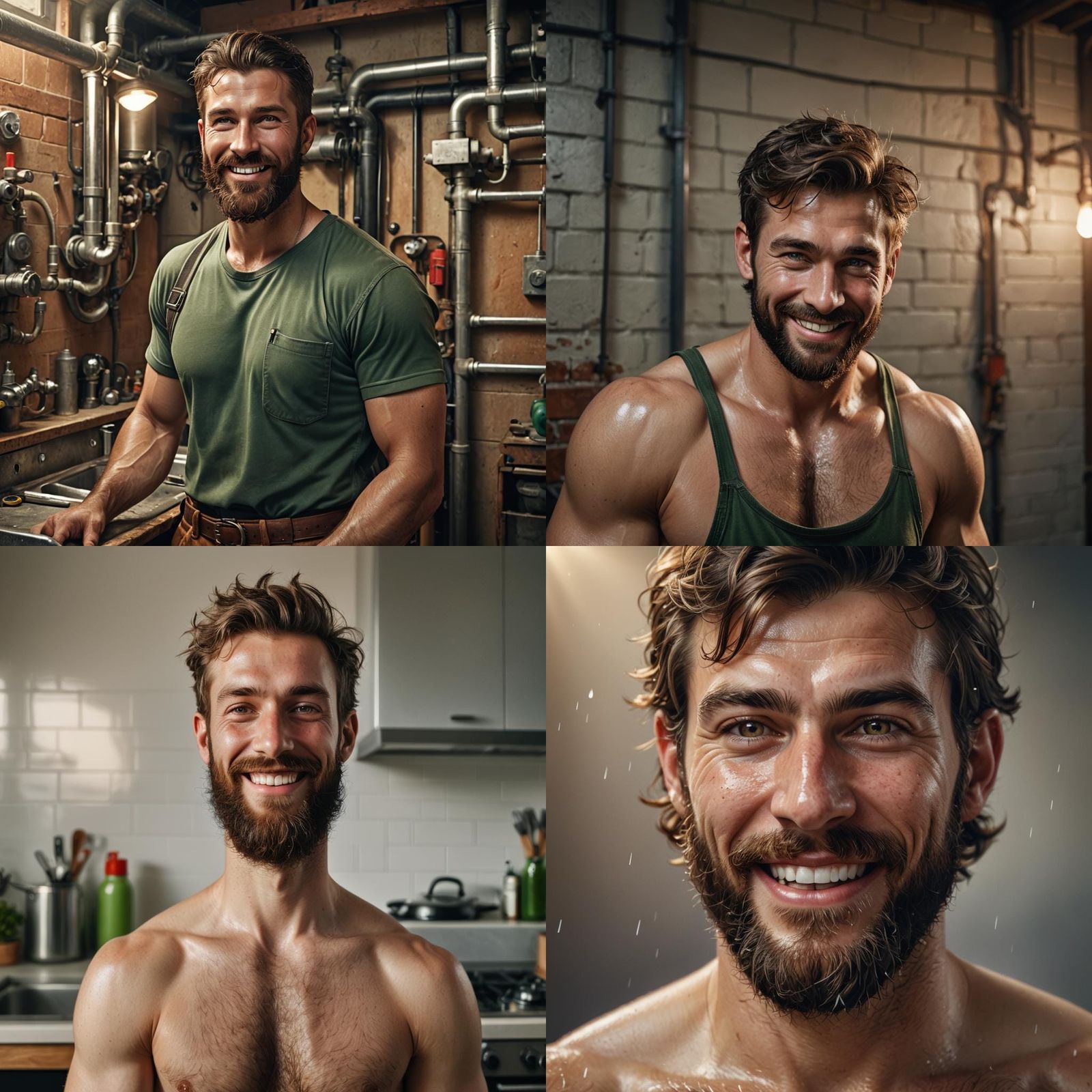 Photorealistic Muscled Plumber with Beard