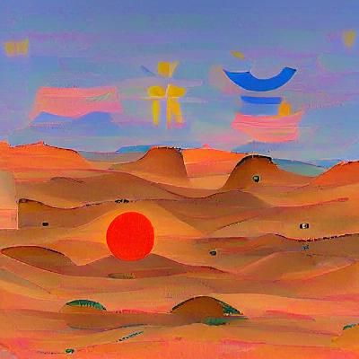 Jesus and Disciples at Desert Sunrise in Folk Art