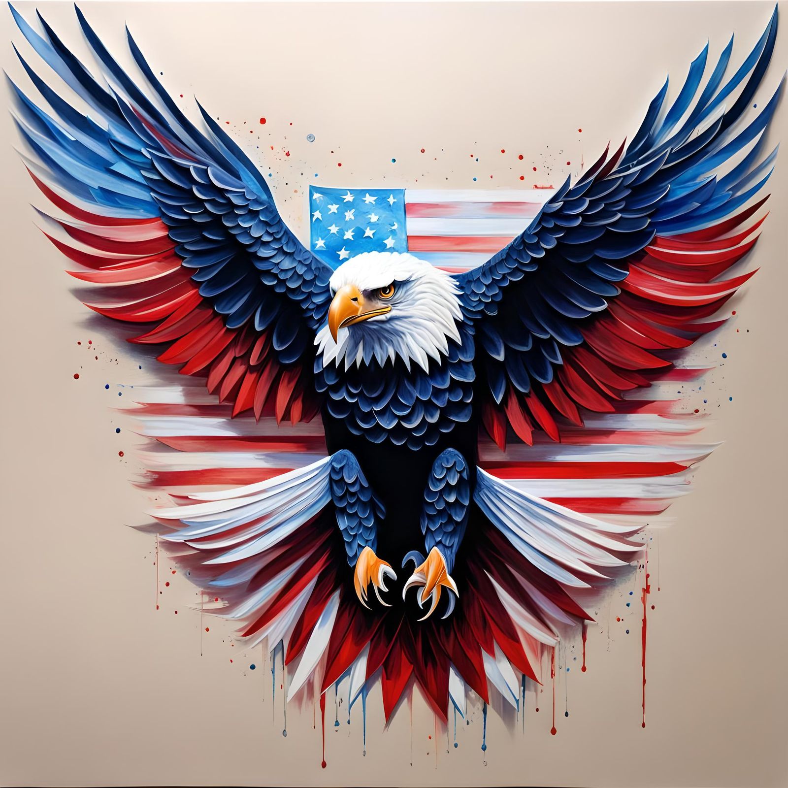 Kirigami Eagle with American Flag Chalk Art