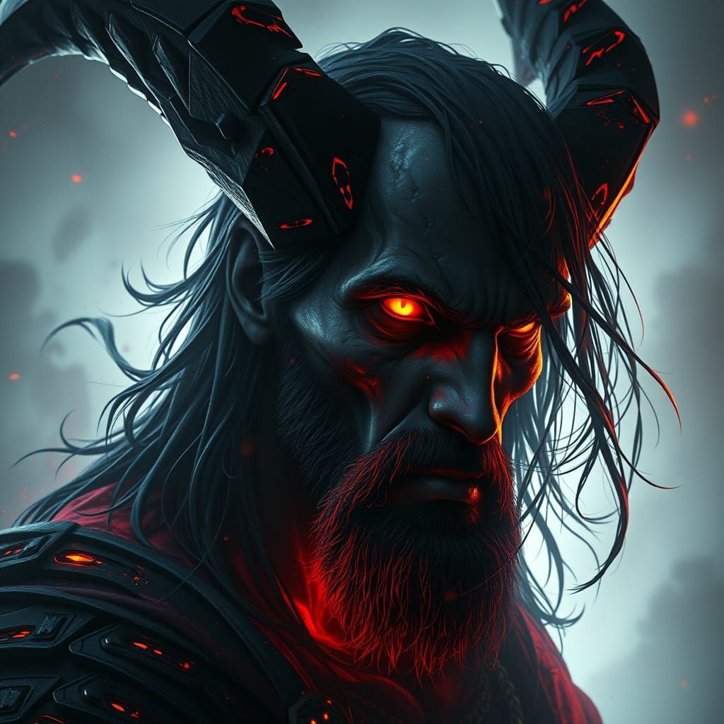 Satan Concept Art Portrait in Triadic Colors