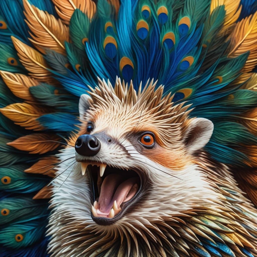 Hedgehog's Van Gogh-Style Peacock Display
