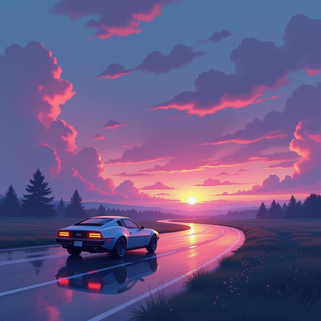 Surreal Futuristic Landscape in Vibrant Colors