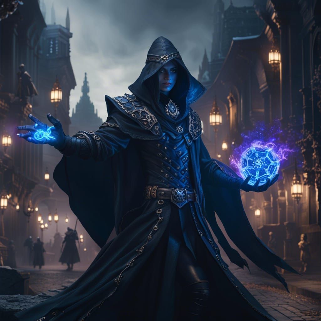 Powerful Necromancer in Underworld City Portrait