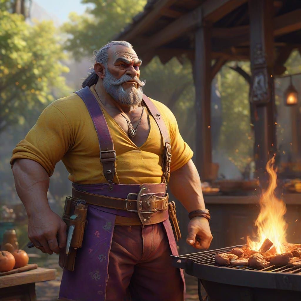 Orc Dad BBQ: Fantasy Illustration in Digital Art