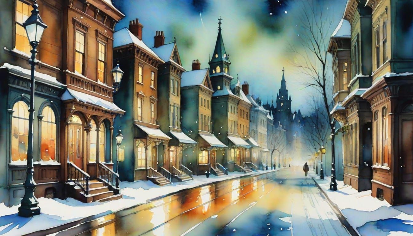 Victorian Christmas Street in Winter Wonderland