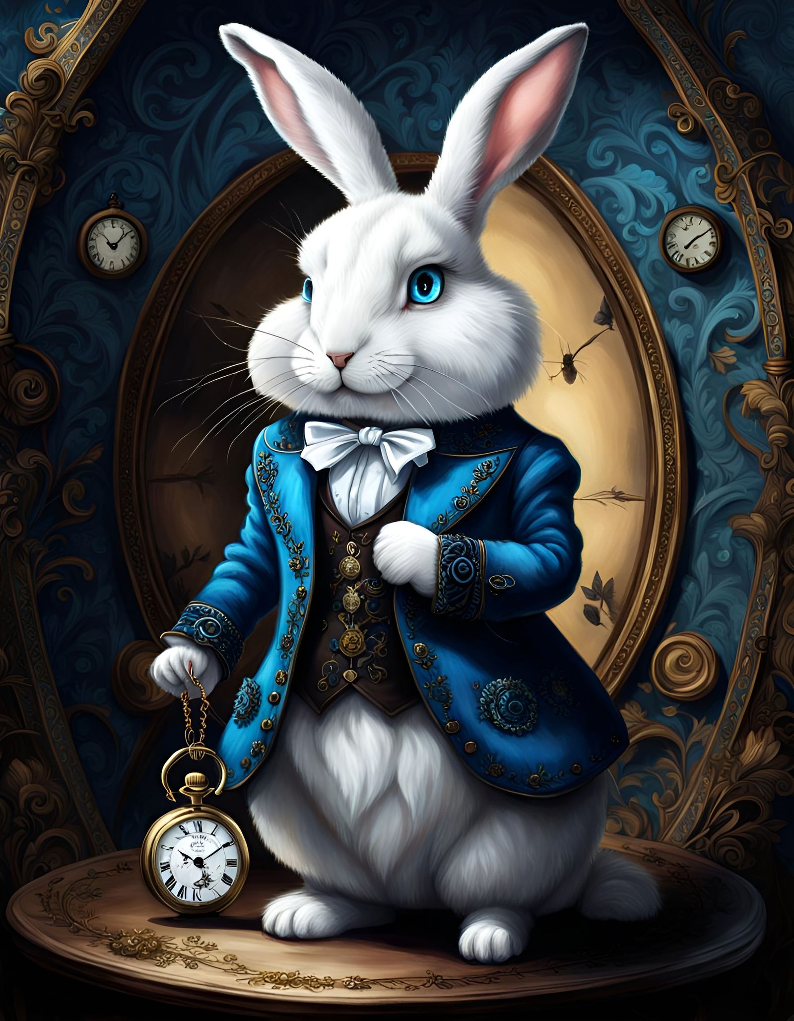 Goth Styled Time Obsessed White Rabbit