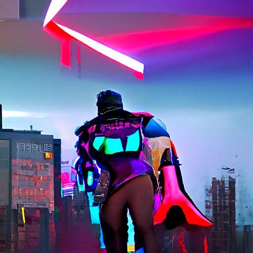 Synth-Wave Superhero in Cyberpunk 2099 Style