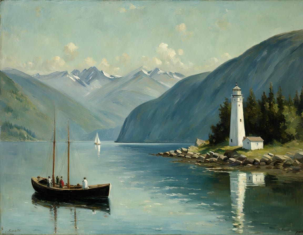 Fjord Oil Painting Inspired by Levitan