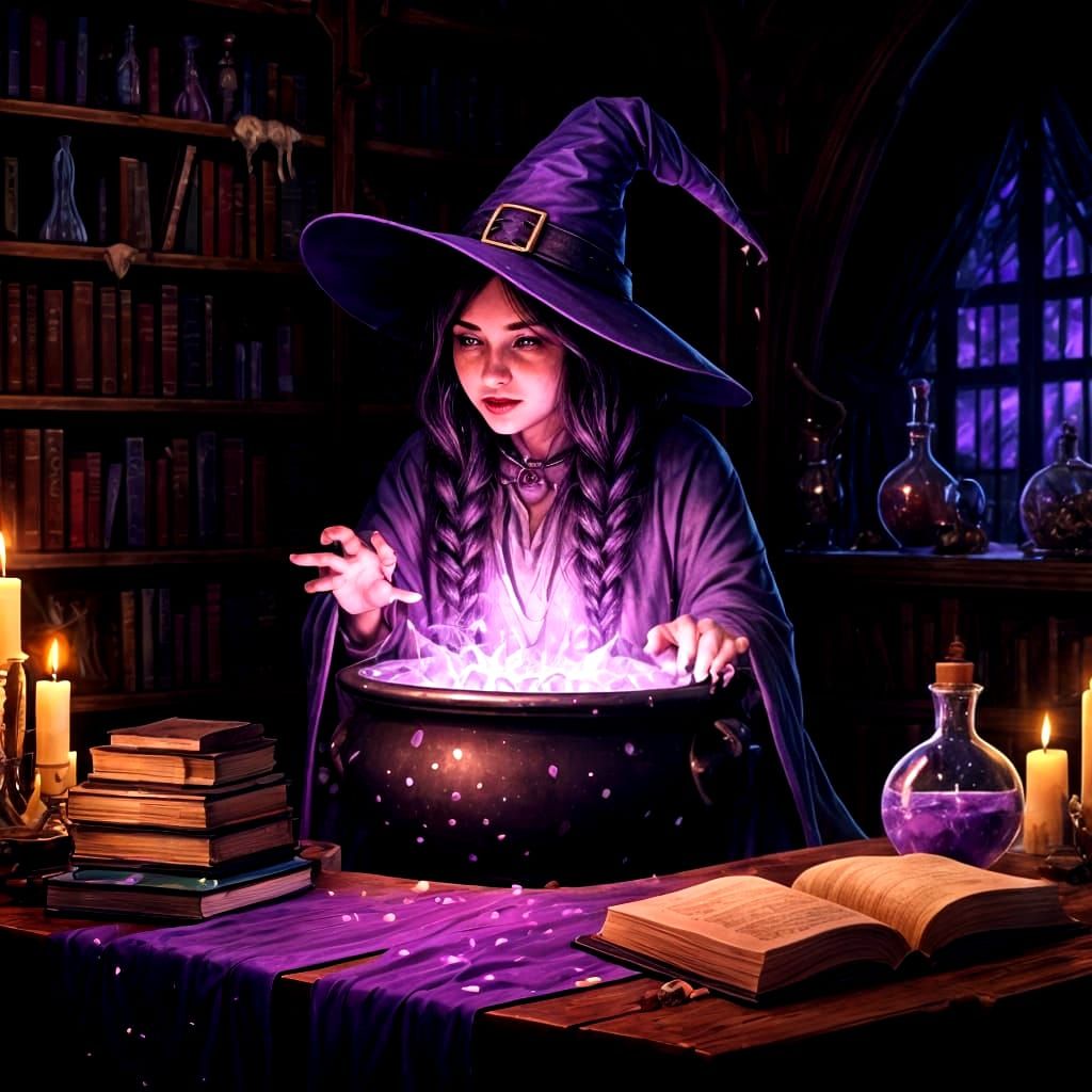 Mysterious Young Witch Conjures Magic in Lavish Lair