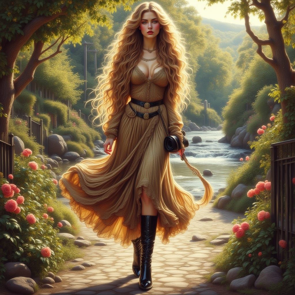 Ethereal Woman in Designer Clothes by River