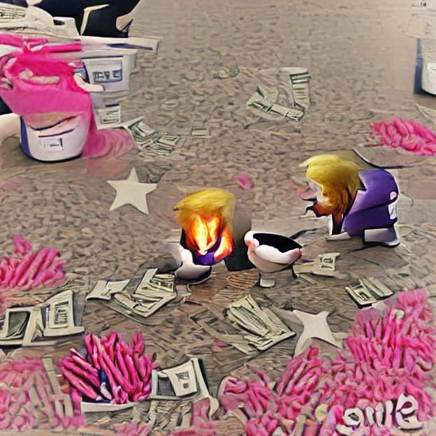 Abstract Trump Image with Money and Fire