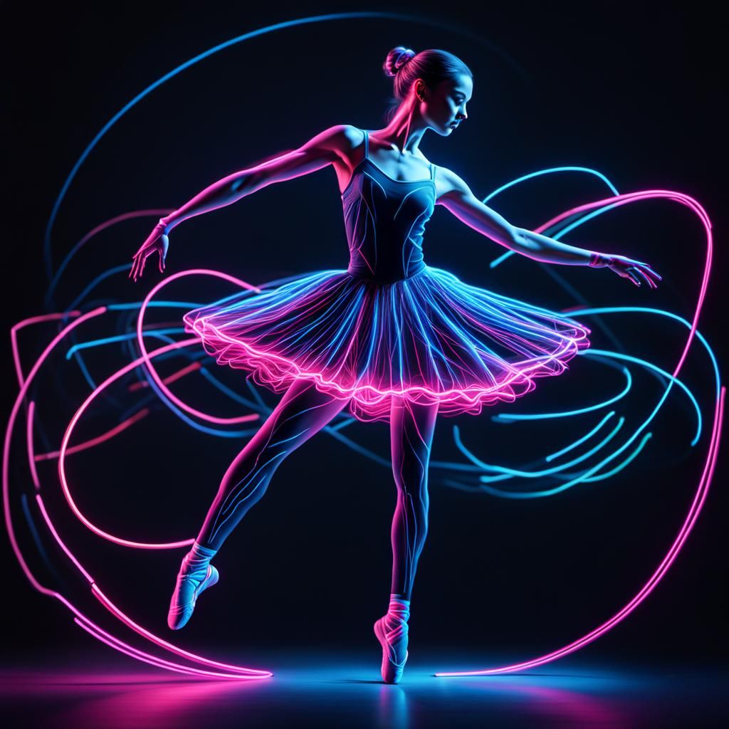 Neon Ballerina Concept Art in Tron Style