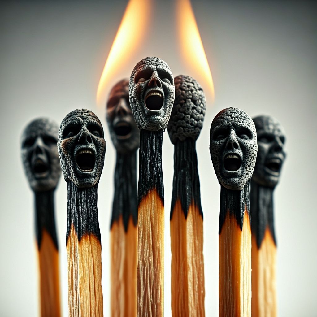 Macro Photography of Matchsticks with Sculpted Faces