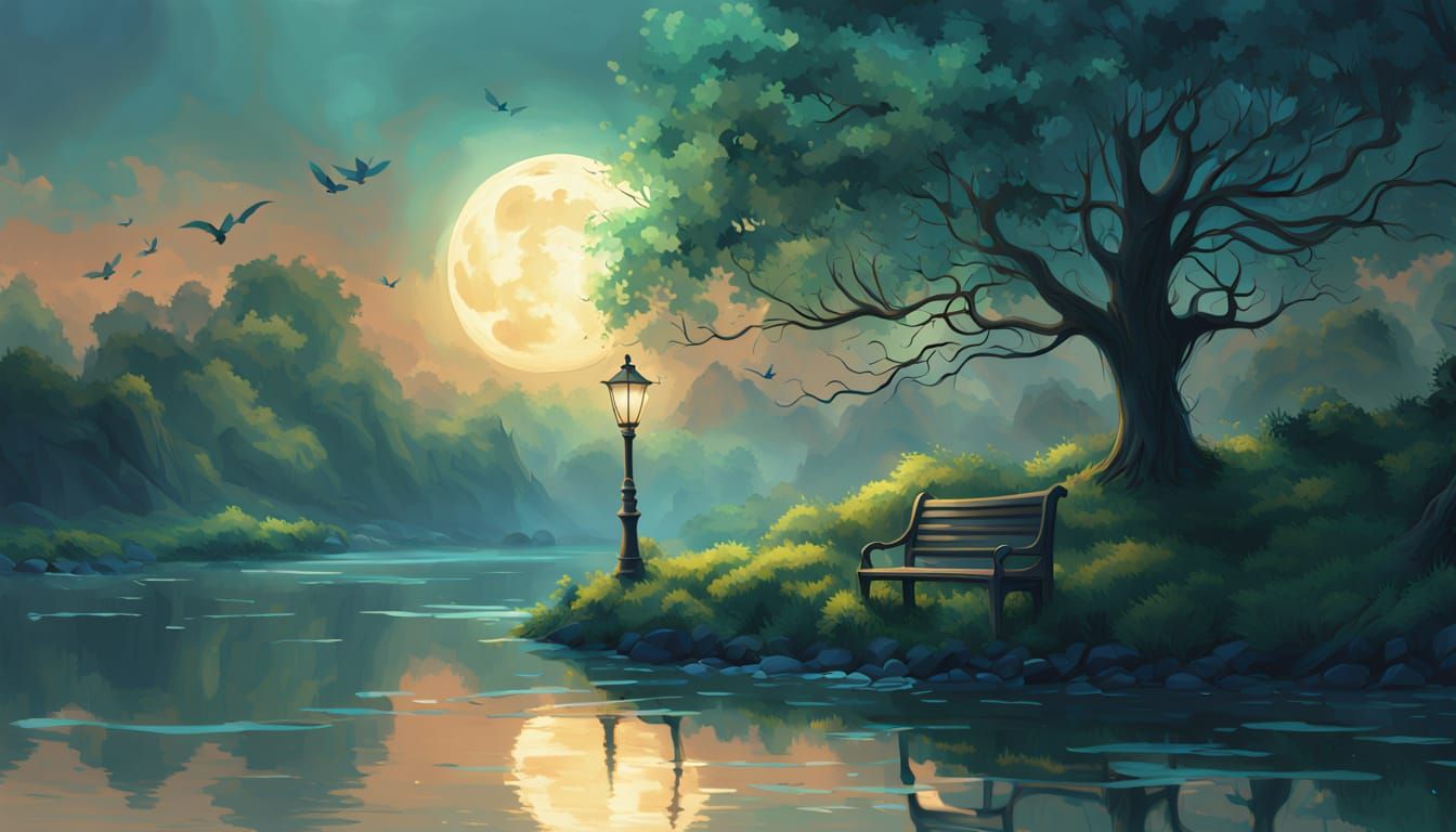 Serene Garden Island at Twilight